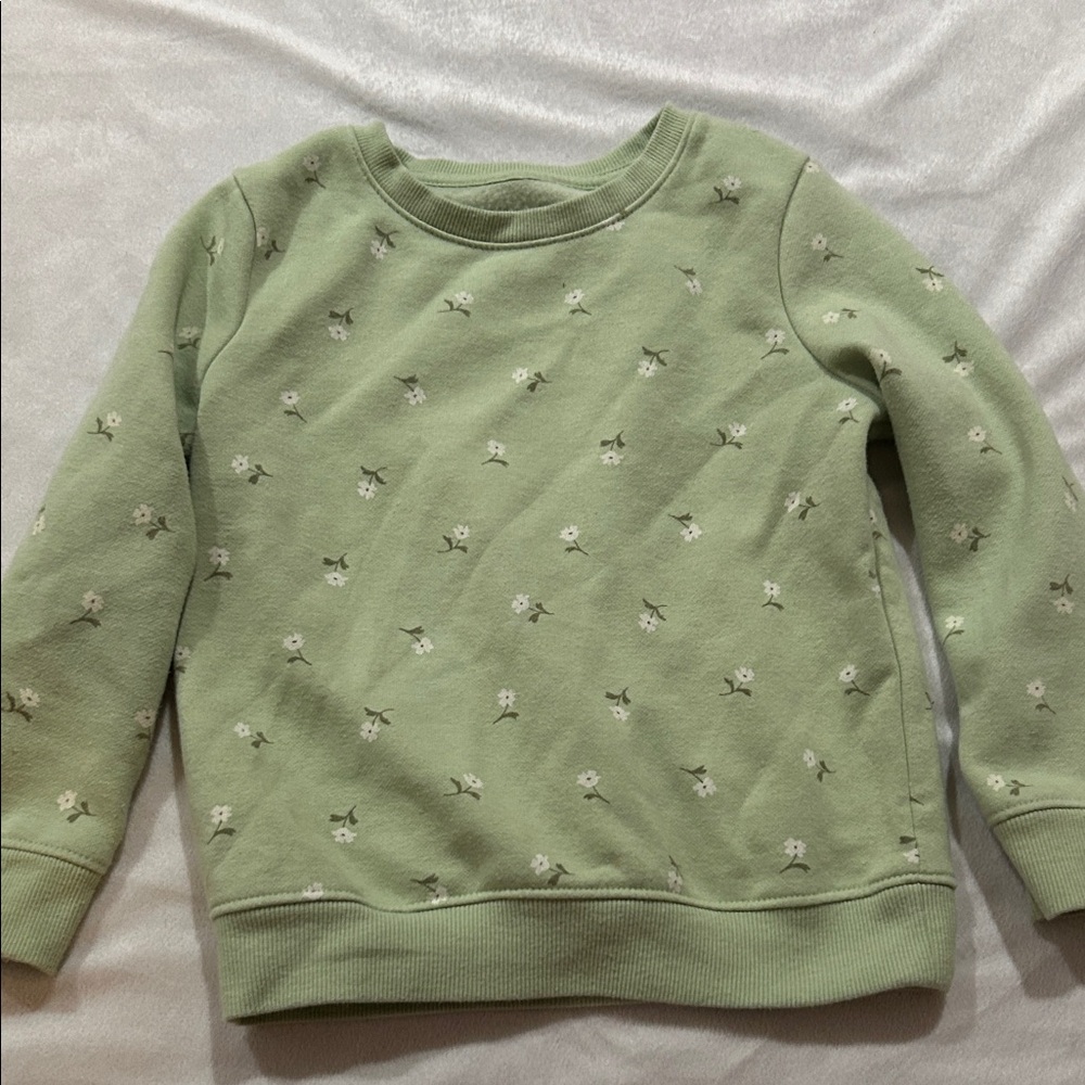 Cat & Jack Light Green Floral Kids Sweatshirt